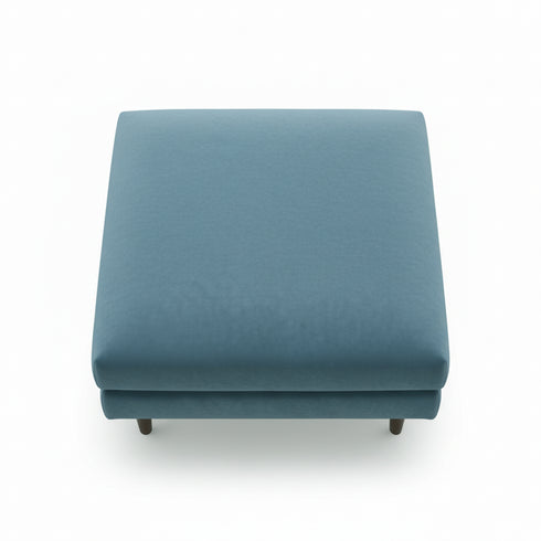Albert Linen Blend Ottoman – Footrest & Pouf | Living Room Accent Seat | Kinwell Furniture | Contemporary Ottoman | Blue