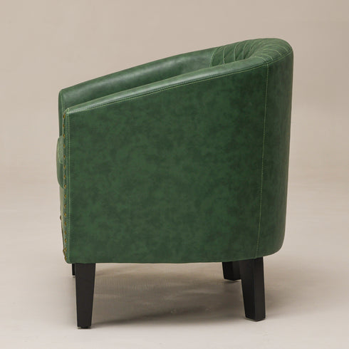 Logan Faux Leather Tufted Club Chair - Green Accent Chair | Decorative Accent Chairs | Kinwell Furniture | Modern Accent Chairs