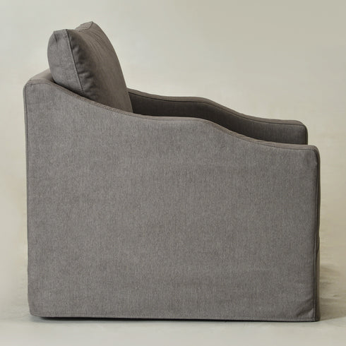 Charles Slipcover Swivel Barrel Chair – Slate Gray Modern Swivel Chair | Slipcover Swivel Chairs | Kinwell Furniture | Swivel Armchairs