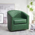Logan Faux Leather Tufted Swivel Club Chair - Green Modern Swivel Chair | Swivel Accent Chairs | Kinwell Furniture | Swivel Armchairs