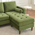 Tiziano Tufted 2-Piece Sectional Sofa – Green Velvet Reversible Chaise Couch with Accent Pillows | Mid-Century Modern L-Shaped Sofa | Kinwell Furniture
