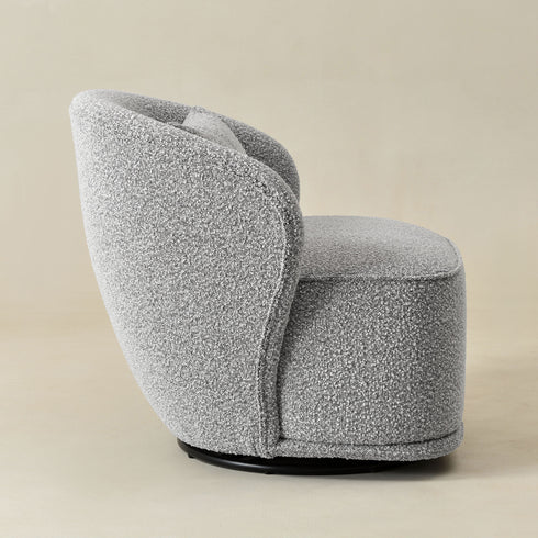 Laura Bouclé Swivel Barrel Chair - Swivel Spinning Chair | Chairs That Spin | Kinwell Furniture | Comfortable Swivel Chairs