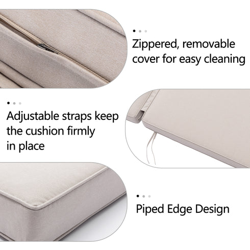 Ranu Extra Thick Outdoor Cushion Set – Beige Patio Chair Cushions | Outdoor Seat & Back Cushions | Weather-Resistant Outdoor Cushions | Kinwell Furniture