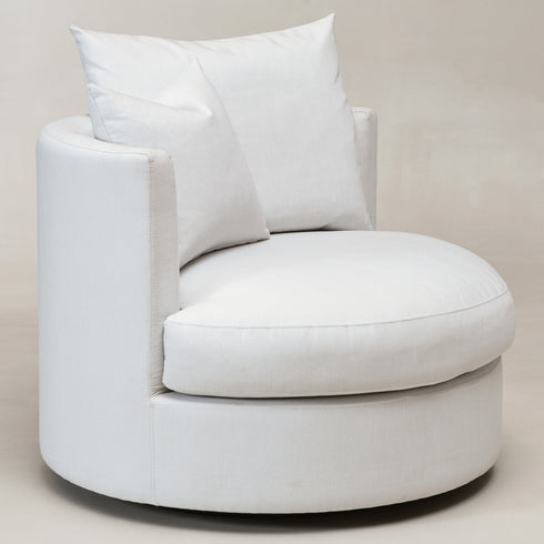 Kurt Down Swivel Barrel Chair - Modern Swivel Chair | Swivel Accent Chairs | Kinwell Furniture | Swivel Armchairs