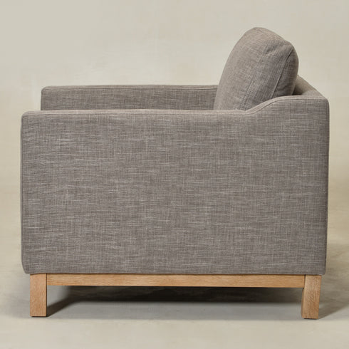 Goose Down Feathers Upholstered Armchair – Tan Square Arm Accent Chair | Plush Feather-Filled Chair | Kinwell Furniture | Cloud-Soft, Timeless Design