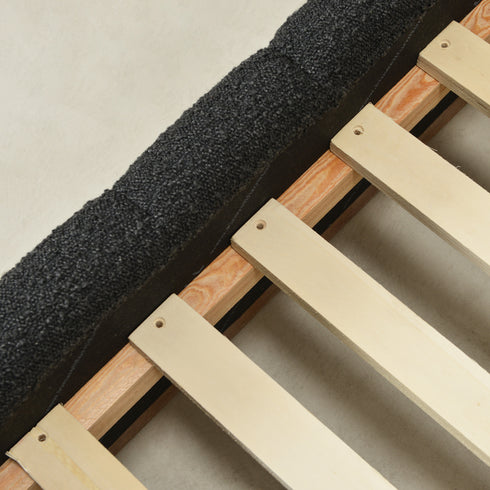 Agnes Bouclé Bed Frame with Headboard-White Modern Bed Frame | Platform Beds | Kinwell Furniture | Bedroom Bed Headboard