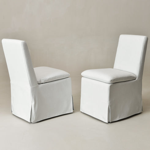 Diane Slipcover Performance Dining Chair with Casters - Covered Dining Chair | Dining Chairs with Arms | Kinwell Furniture | Performance Fabric Chairs