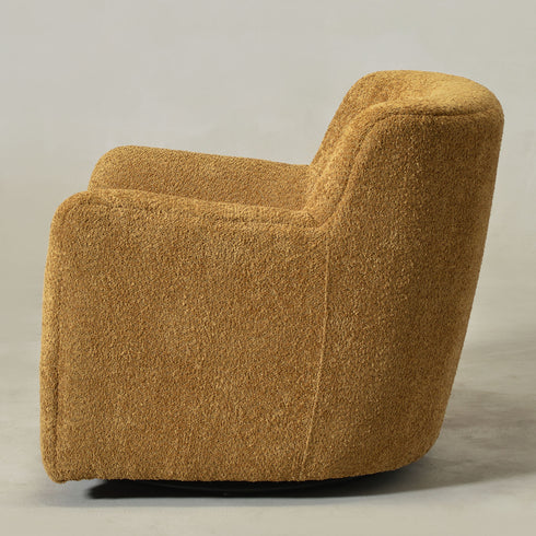 Vestie Chenille Swivel Barrel Chair - Camel Modern Swivel Chair | Swivel Accent Chairs | Kinwell Furniture | Swivel Armchairs