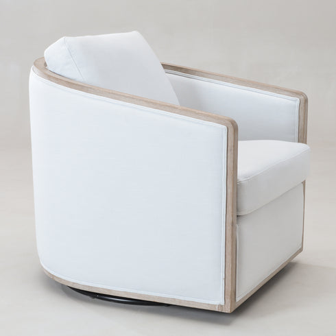 Claude Performance Linen Fabric Swivel Chair - Modern Swivel Chair | Swivel Accent Chairs | Kinwell Furniture | Swivel Armchairs