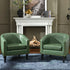 Logan Faux Leather Tufted Club Chair - Green Accent Chair | Decorative Accent Chairs | Kinwell Furniture | Modern Accent Chairs