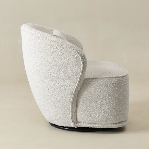 Laura Bouclé Swivel Barrel Chair - Modern Swivel Chair | Swivel Accent Chairs | Kinwell Furniture | Swivel Armchairs