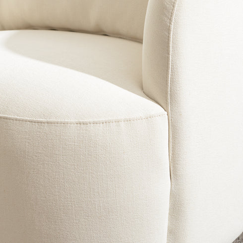 Ashlie Chenille Swivel Barrel Chair - Beige Modern Swivel Chair | Swivel Accent Chairs | Kinwell Furniture | Swivel Armchairs