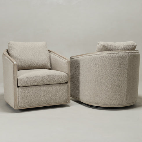 Claude Performance Linen Fabric Swivel Chair - Classic Swivel Armchair | Durable Linen Accent Chair | Kinwell Furniture | 360-Degree Swivel Chair