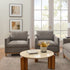 Goose Down Feathers Upholstered Armchair – Tan Square Arm Accent Chair | Plush Feather-Filled Chair | Kinwell Furniture | Cloud-Soft, Timeless Design