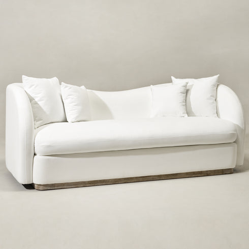 Samuel Premium Fabric Curved Sofa in White – 3 Seater Sofa | Three Seater Couch | Modern Curved Sofa | Kinwell Furniture