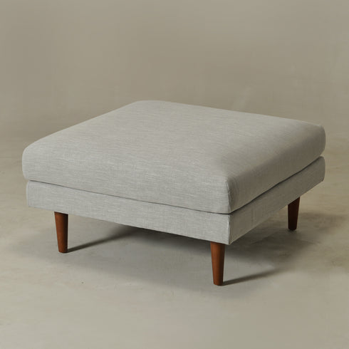 Albert Linen Blend Ottoman – Footrest & Pouf | Living Room Accent Seat | Kinwell Furniture | Contemporary Ottoman | Light Gray