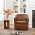 Lawton Faux Leather Tufted Swivel Chair – Brown Industrial Modern Swivel Chair | Faux Leather Office & Lounge Chair | Kinwell Furniture | High Back Chair