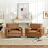 Tiziano Tufted Armchair – Camel Faux Leather Accent Chair with Pillows | Mid-Century Lounge Chair | Kinwell Furniture