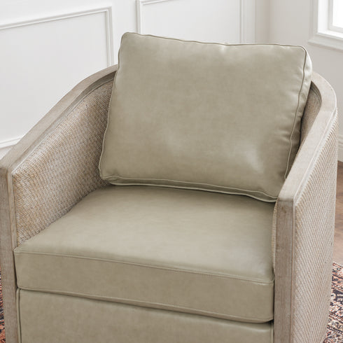 Claude Premium Leather Swivel Cane Chair - Modern Swivel Chair | Swivel Accent Chairs | Kinwell Furniture | Swivel Armchairs