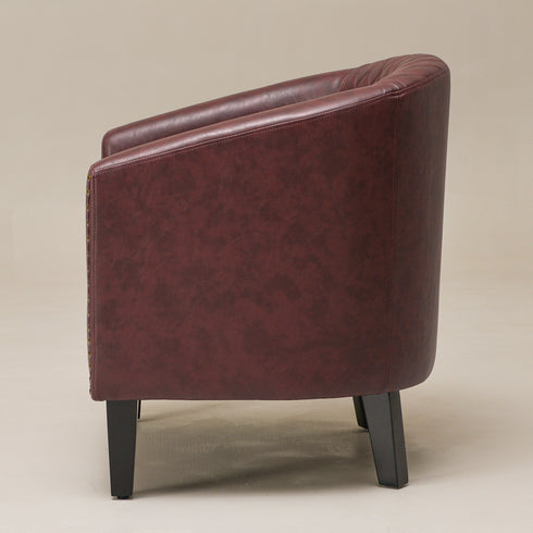 Logan Faux Leather Tufted Club Chair - Red Accent Chair | Decorative Accent Chairs | Kinwell Furniture | Modern Accent Chairs