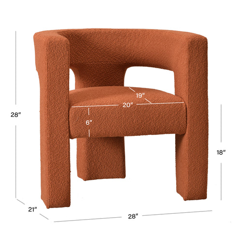 Herbert Modern Bouclé Armchair - Caramel Accent Chair | Decorative Accent Chairs | Kinwell Furniture | Modern Accent Chairs