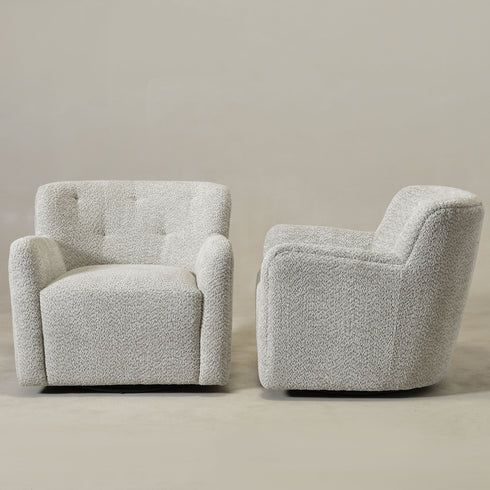 Vestie Chenille Swivel Barrel Chair - GrayGreen Modern Swivel Chair | Swivel Accent Chairs | Kinwell Furniture | Swivel Armchairs