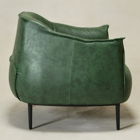 Kadar Leather Barrel Chair-Green Modern Leather Chair | Accent Chairs | Kinwell Furniture | Barrel Chairs