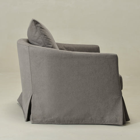 Eliza Slipcover Swivel Barrel Chair – Gray Swivel Armchair | Washable Slipcover Chair | Kinwell Furniture | Cozy Lounge Chair