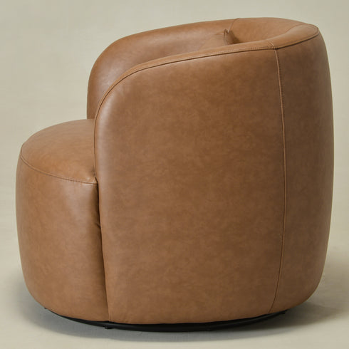 Ashlie Faux Leather Swivel Chair - Camel Modern Swivel Chair | Faux Leather Armchairs | Kinwell Furniture | Swivel Accent Chairs