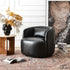 Ashlie Leather Swivel Barrel Chair - Black Accent Swivel Chair | Swivel Chairs for Living Rooms | Kinwell Furniture | Top Swivel Chairs