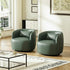 Ashlie Faux Leather Swivel Chair - Green Faux Leather Swivel Chair | Modern Barrel Chairs | Kinwell Furniture | Swivel Accent Chairs