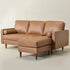 Tiziano Tufted 2-Piece Sectional Sofa – Camel Faux Leather Reversible Chaise Couch with Accent Pillows | Mid-Century Modern L-Shaped Sofa | Kinwell Furniture