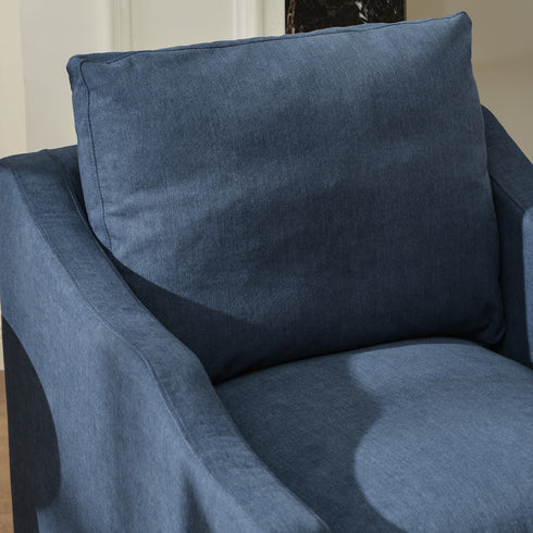 Charles Slipcover Swivel Barrel Chair – Navy Modern Swivel Chair | Slipcover Swivel Chairs | Kinwell Furniture | Swivel Armchairs