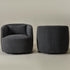 Ashlie Bouclé Swivel Barrel Chair - Dark Gray Modern Swivel Chair | Swivel Accent Chairs | Kinwell Furniture | Swivel Armchairs