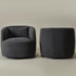 Ashlie Bouclé Swivel Barrel Chair - Dark Gray Modern Swivel Chair | Swivel Accent Chairs | Kinwell Furniture | Swivel Armchairs