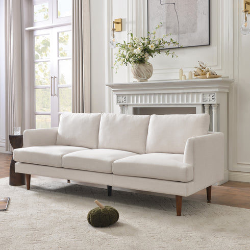 Ivory Upholstered Sofa – Albert Sofa Couch | 3-Seater Sofa | Kinwell Furniture | Mid-Century Modern, Timeless Design