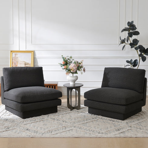 Montyne Bouclé Armless Chair - Dark Gray Top Rated Accent Chair | Accent Sitting Chairs | Kinwell Furniture | Modern Sitting Room Chairs