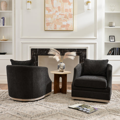 Minerva Swivel Barrel Chair - Black Modern Swivel Chair | Swivel Accent Chairs | Kinwell Furniture | Swivel Armchairs