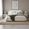 Harriet Boucle Platform Bed with Wood Legs