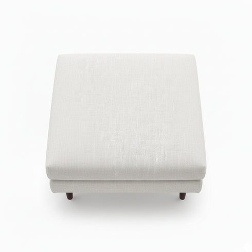 Albert Linen Blend Ottoman – Footrest & Pouf | Living Room Accent Seat | Kinwell Furniture | Contemporary Ottoman | Ivory