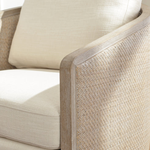 Claude Linen Swivel Cane Chair