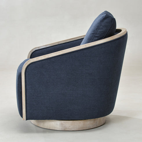 Barnett Swivel Barrel Chair - Navy Modern Swivel Chair | Swivel Accent Chairs | Kinwell Furniture | Swivel Armchairs