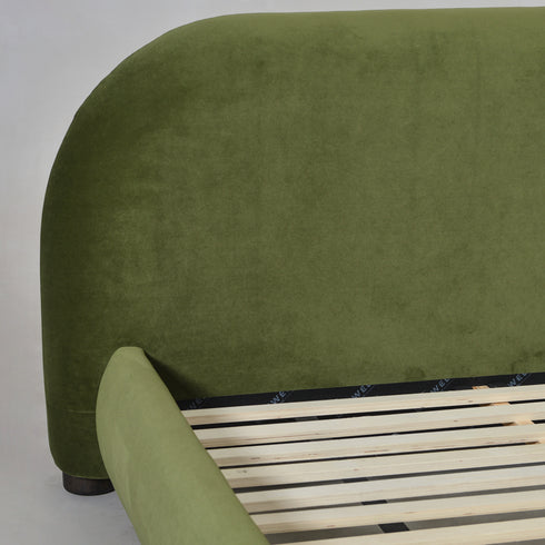 Harriet Vevlet Platform Bed with Wood Legs