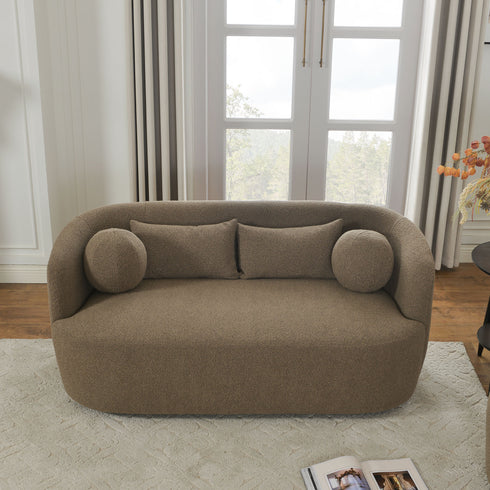 Ashlie Bouclé Loveseat |Teddy Brown Loveseat | Fabric Loveseat Couch | Kinwell Furniture | Modern Loveseats & Comfortable Loveseat Sofa Couches
