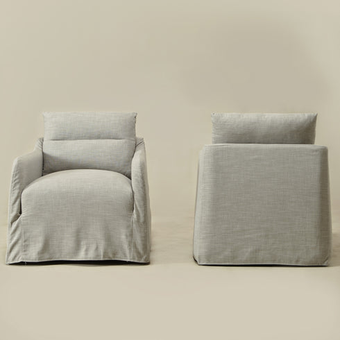 Clara Linen Slipcover Swivel Chair