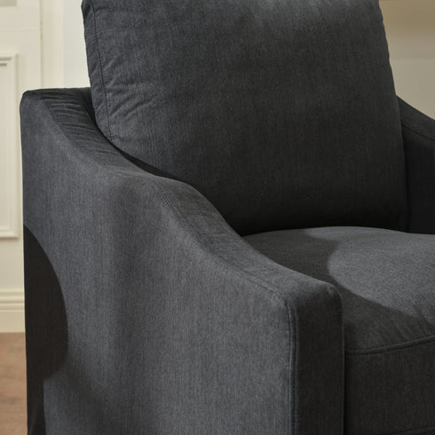 Charles Slipcover Swivel Barrel Chair – Black Modern Swivel Chair | Slipcover Swivel Chairs | Kinwell Furniture | Swivel Armchairs