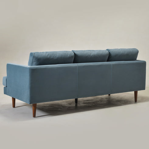 Blue Upholstered Sofa – Albert Sofa Couch | 3-Seater Sofa | Kinwell Furniture | Mid-Century Modern, Timeless Design