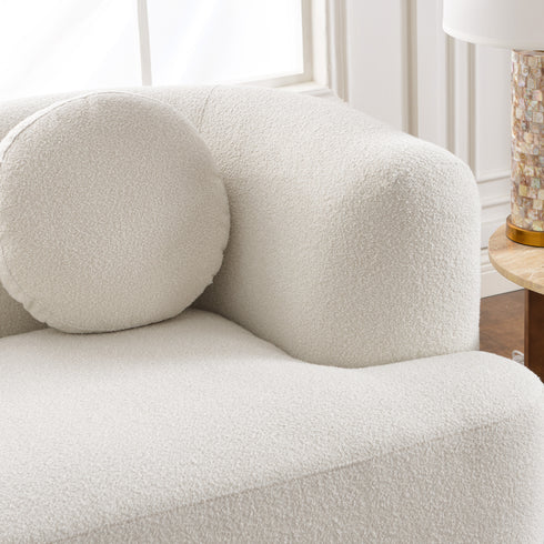 Otto Bouclé Loveseat in Beige – Modern Boucle 2 Seater Sofa | Small Apartment Sofa | Cozy Loveseat Couch | Kinwell Furniture