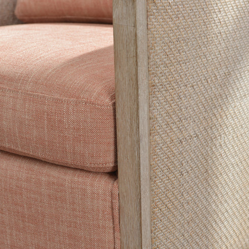 Claude Linen Swivel Cane Chair