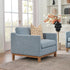 Goose Down Feathers Upholstered Armchair – Blue Square Arm Accent Chair | Plush Feather-Filled Chair | Kinwell Furniture | Cloud-Soft, Timeless Design